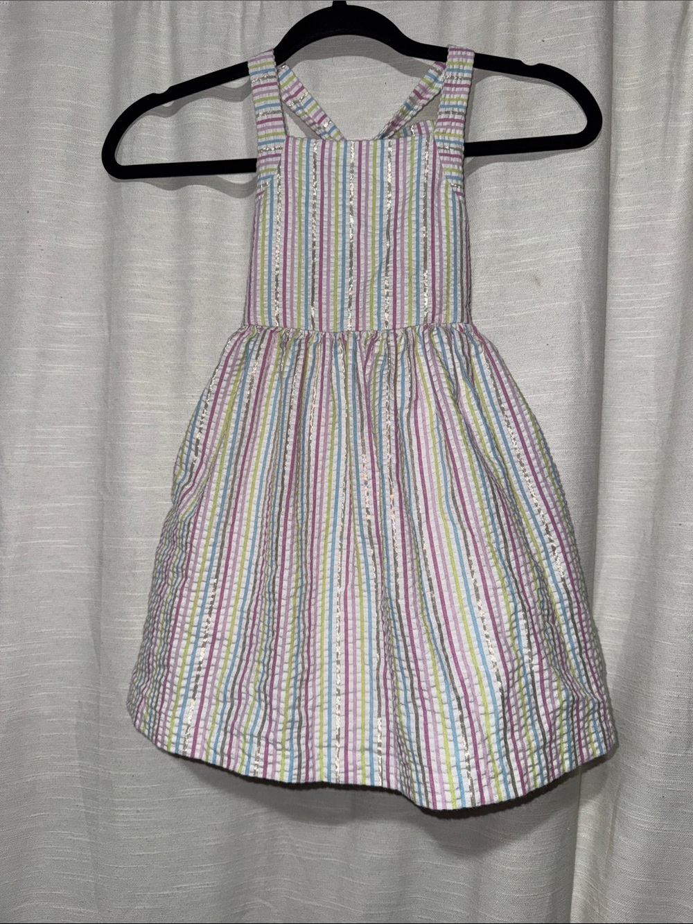 Bonnie Jean Pastel Stripe Cross-Back Sundress